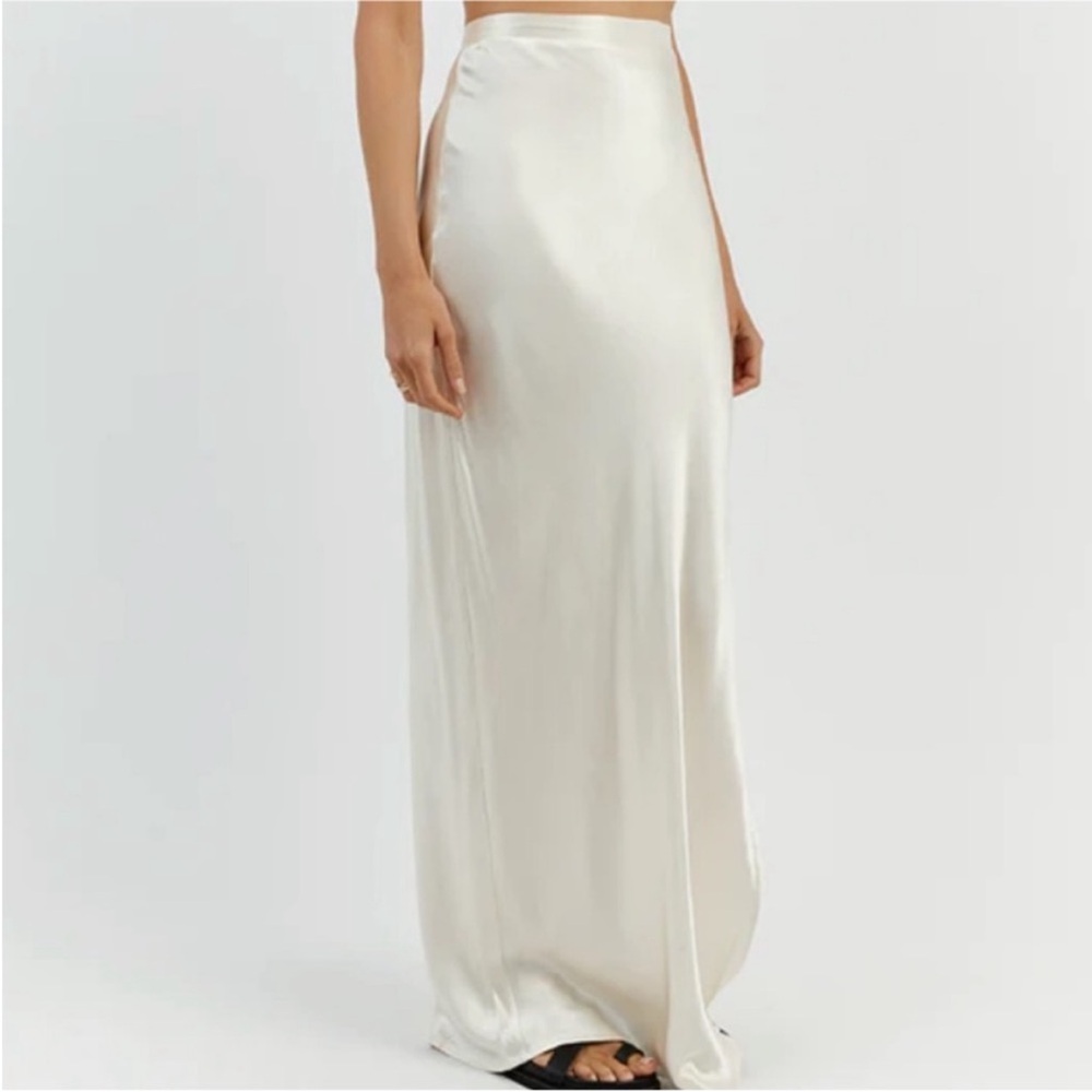 DISSH Cream Satin Midi Skirt